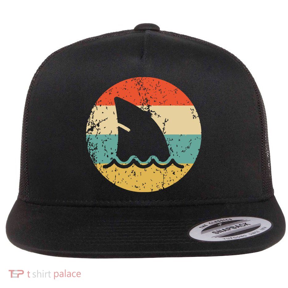 Shark Fin Retro Style Shark Flat Bill Trucker Hat