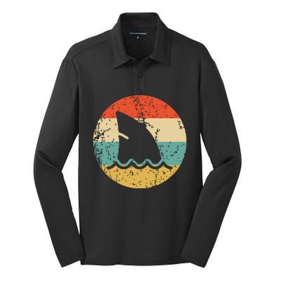 Shark Fin Retro Style Shark Silk Touch Performance Long Sleeve Polo