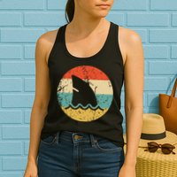 Shark Fin Retro Style Shark Womens Tank Top