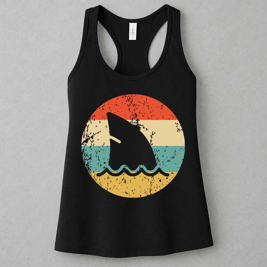Shark Fin Retro Style Shark Womens Tank Top