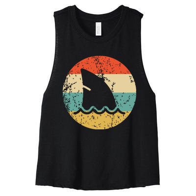 Shark Fin Retro Style Shark Women's Racerback Cropped Tank