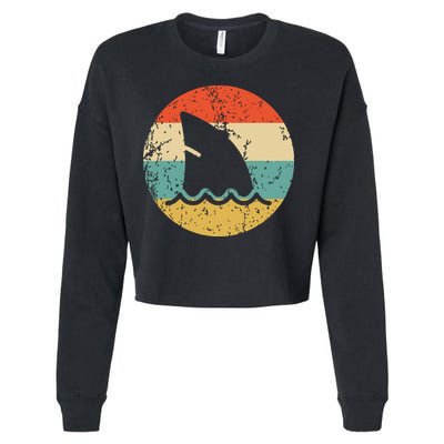 Shark Fin Retro Style Shark Cropped Pullover Crew