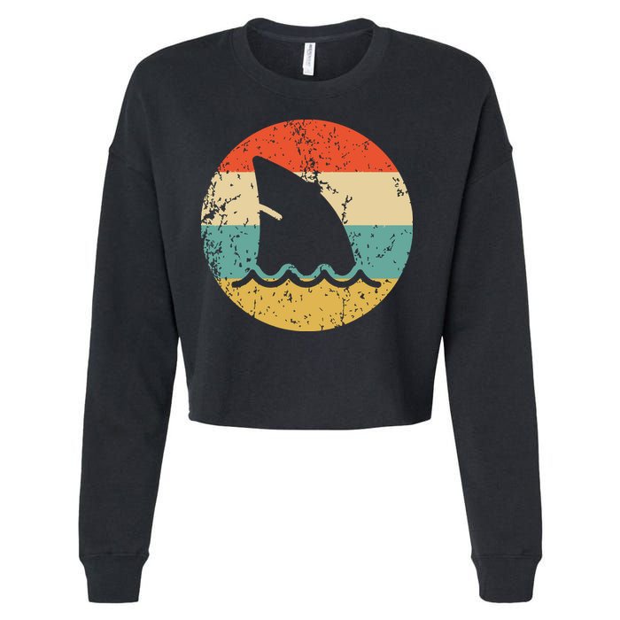 Shark Fin Retro Style Shark Cropped Pullover Crew