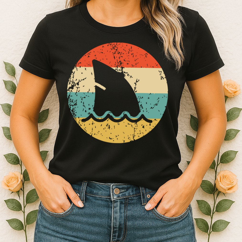 Shark Fin Retro Style Shark Womens T-Shirt