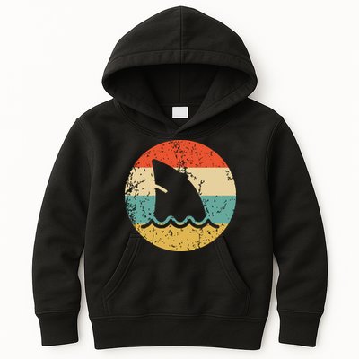 Shark Fin Retro Style Shark Kids Hoodie
