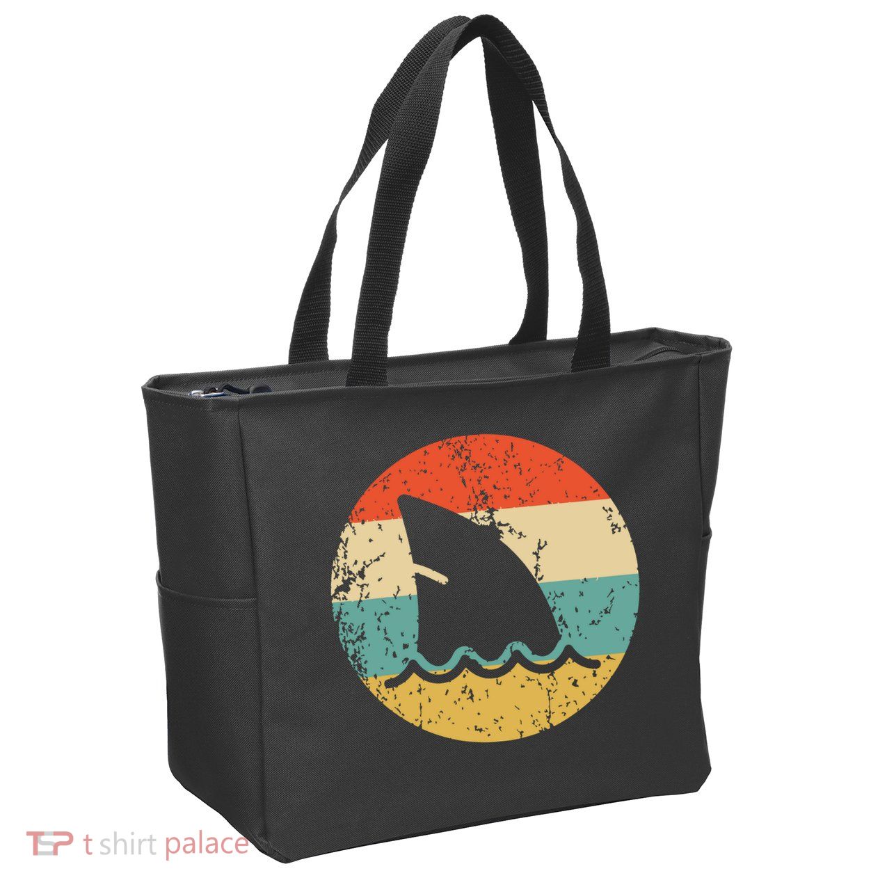 Shark Fin Retro Style Shark Zip Tote Bag
