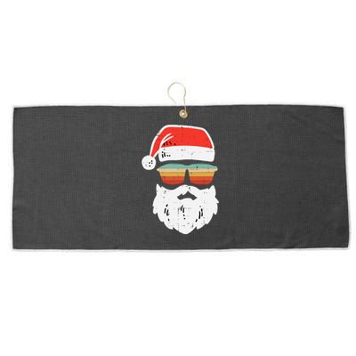 Santa Face Retro Sunglasses Christmas Xmas Large Microfiber Waffle Golf Towel