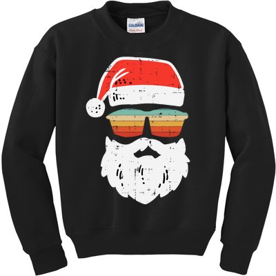 Santa Face Retro Sunglasses Christmas Xmas Kids Sweatshirt