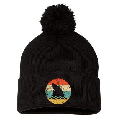 Shark Fin Retro Style Shark Pom Pom 12in Knit Beanie