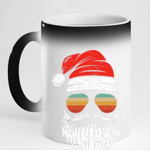 Santa Face Retro Sunglasses Christmas Xmas 11oz Black Color Changing Mug