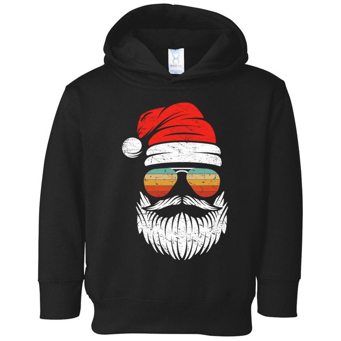 Santa Face Retro Sunglasses Christmas Xmas Toddler Hoodie