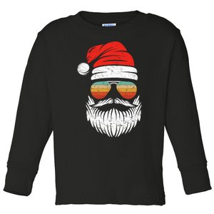 Santa Face Retro Sunglasses Christmas Xmas Toddler Long Sleeve Shirt