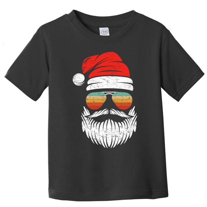 Santa Face Retro Sunglasses Christmas Xmas Toddler T-Shirt