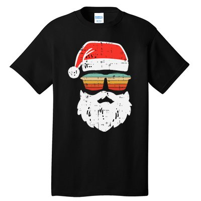 Santa Face Retro Sunglasses Christmas Xmas Tall T-Shirt