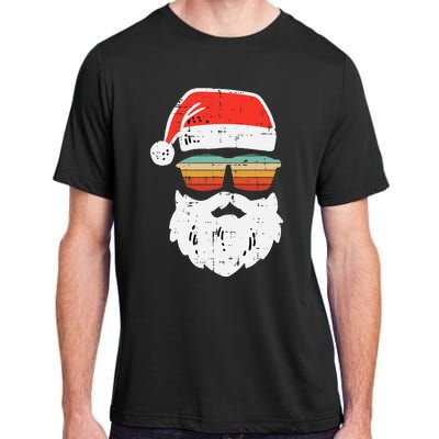 Santa Face Retro Sunglasses Christmas Xmas Adult ChromaSoft Performance T-Shirt