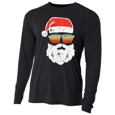 Santa Face Retro Sunglasses Christmas Xmas Cooling Performance Long Sleeve Crew