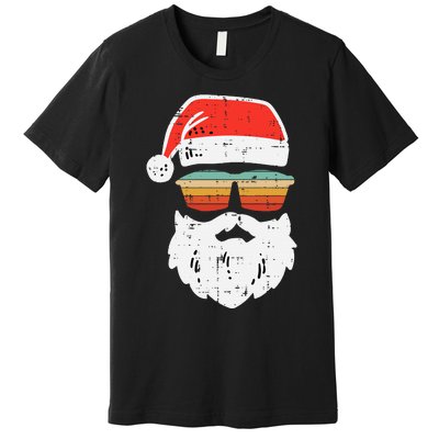 Santa Face Retro Sunglasses Christmas Xmas Premium T-Shirt