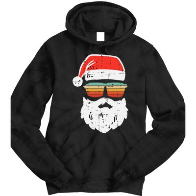 Santa Face Retro Sunglasses Christmas Xmas Tie Dye Hoodie