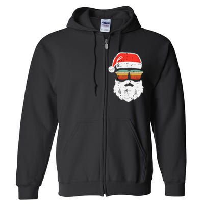 Santa Face Retro Sunglasses Christmas Xmas Full Zip Hoodie