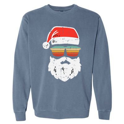 Santa Face Retro Sunglasses Christmas Xmas Garment-Dyed Sweatshirt