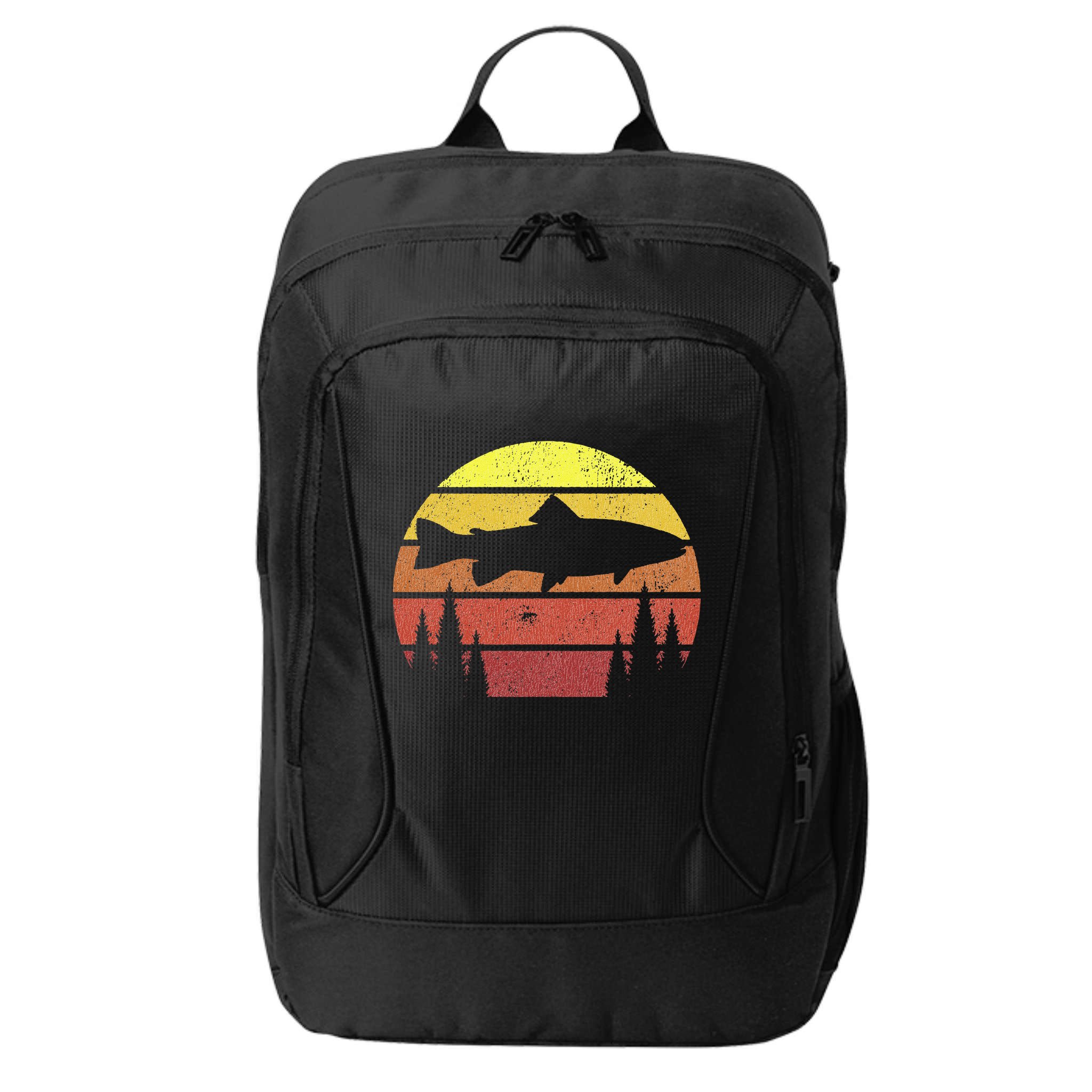 Steelhead Fishing Retro Rainbow Trout River Fisherman City Backpack