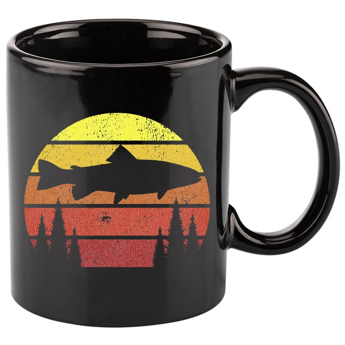 Steelhead Fishing Retro Rainbow Trout River Fisherman 11oz C Handle Ceramic Mug