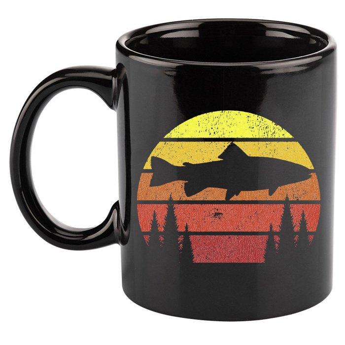 Steelhead Fishing Retro Rainbow Trout River Fisherman 11oz C Handle Ceramic Mug