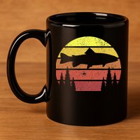 Steelhead Fishing Retro Rainbow Trout River Fisherman 11oz C Handle Ceramic Mug