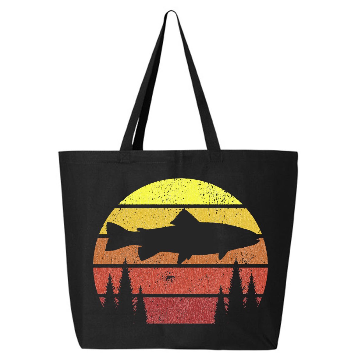 Steelhead Fishing Retro Rainbow Trout River Fisherman 25L Jumbo Tote