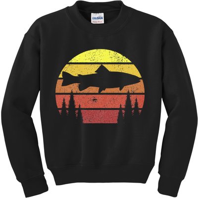 Steelhead Fishing Retro Rainbow Trout River Fisherman Kids Sweatshirt