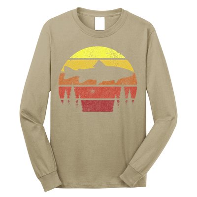Steelhead Fishing Retro Rainbow Trout River Fisherman Long Sleeve Shirt