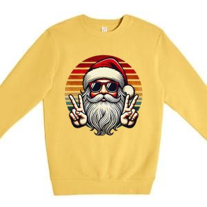 Santa Face Retro Sunglasses Christmas Xmas Premium Crewneck Sweatshirt