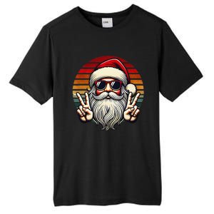 Santa Face Retro Sunglasses Christmas Xmas Tall Fusion ChromaSoft Performance T-Shirt