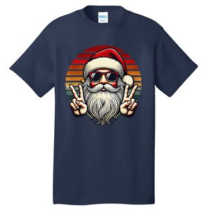 Santa Face Retro Sunglasses Christmas Xmas Tall T-Shirt