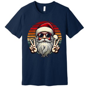 Santa Face Retro Sunglasses Christmas Xmas Premium T-Shirt