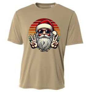 Santa Face Retro Sunglasses Christmas Xmas Cooling Performance Crew T-Shirt