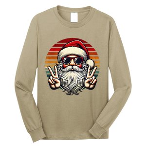 Santa Face Retro Sunglasses Christmas Xmas Long Sleeve Shirt