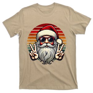 Santa Face Retro Sunglasses Christmas Xmas T-Shirt