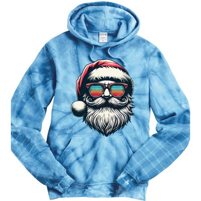 Santa Face Retro Sunglasses Christmas Xmas  Tie Dye Hoodie