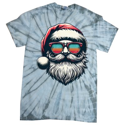 Santa Face Retro Sunglasses Christmas Xmas  Tie-Dye T-Shirt