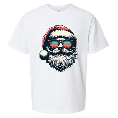 Santa Face Retro Sunglasses Christmas Xmas  Sueded Cloud Jersey T-Shirt