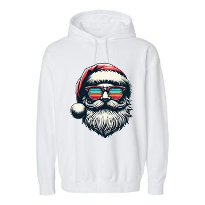 Santa Face Retro Sunglasses Christmas Xmas  Garment-Dyed Fleece Hoodie