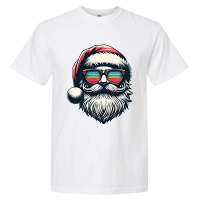 Santa Face Retro Sunglasses Christmas Xmas  Garment-Dyed Heavyweight T-Shirt