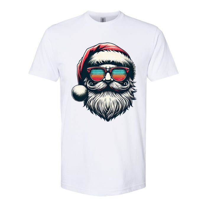 Santa Face Retro Sunglasses Christmas Xmas  Softstyle CVC T-Shirt