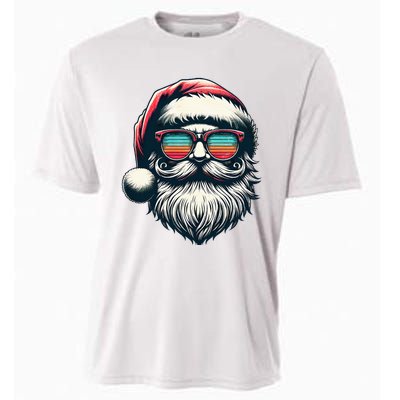 Santa Face Retro Sunglasses Christmas Xmas  Cooling Performance Crew T-Shirt