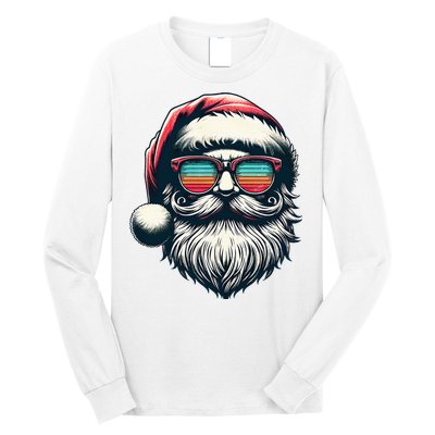 Santa Face Retro Sunglasses Christmas Xmas  Long Sleeve Shirt