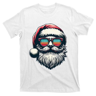 Santa Face Retro Sunglasses Christmas Xmas  T-Shirt