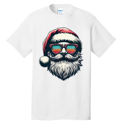 Santa Face Retro Sunglasses Christmas Xmas  Tall T-Shirt