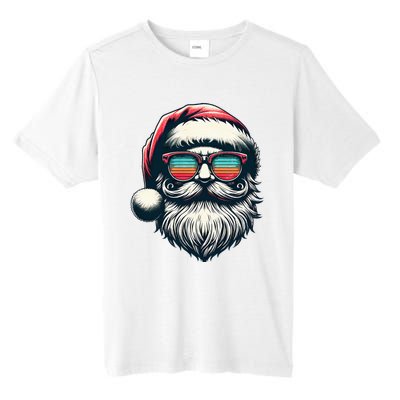 Santa Face Retro Sunglasses Christmas Xmas  Tall Fusion ChromaSoft Performance T-Shirt