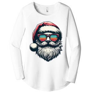 Santa Face Retro Sunglasses Christmas Xmas  Women's Perfect Tri Tunic Long Sleeve Shirt